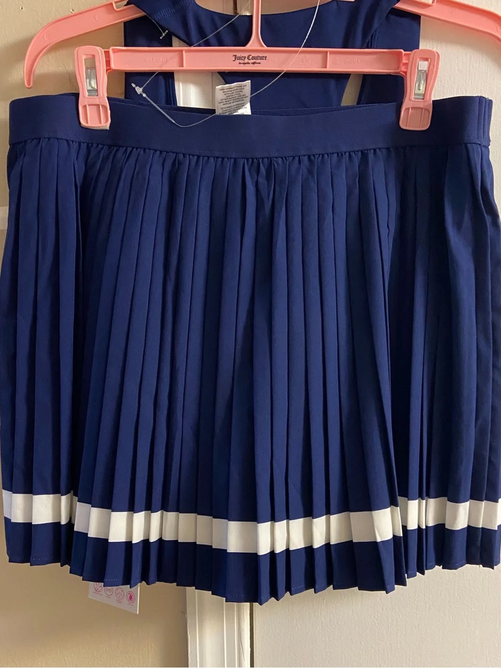 Juicy Couture Sport Pleated Tennis Skirt and Sports Bra Set Navy XL NWT